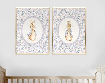 Decorazioni per la cameretta di Peter Rabbit Stampe vintage di Peter Rabbit Stampe per la cameretta delle bambine di Beatrix Potter Set di fiabe floreali vintage STAMPABILI