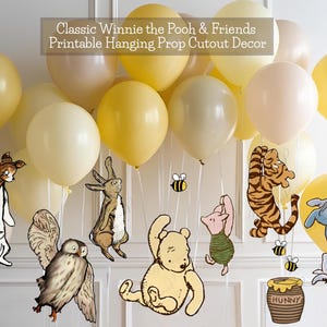 Classic Winnie the Pooh Cutout Decor Hanging Characters Pooh Bear and Friends Hang Up Prop Baby Shower Birthday Party Decoration Printable