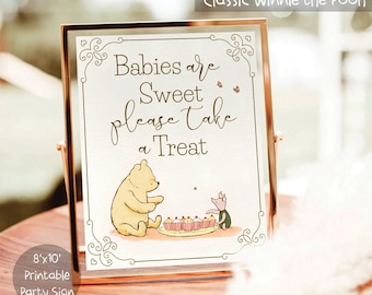 Classic Winnie The Pooh Sign Babies are Sweet Sign Baby Shower Birthday Party Decor Candy Table Sign Party Decor PRINTABLE Digital Download