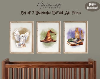 Wizard Posters Wizard Nursery Decor Wizard Room Decor Magic School Prints Wizard School Print Wizarding Inspired PRINTABLE Digital Download