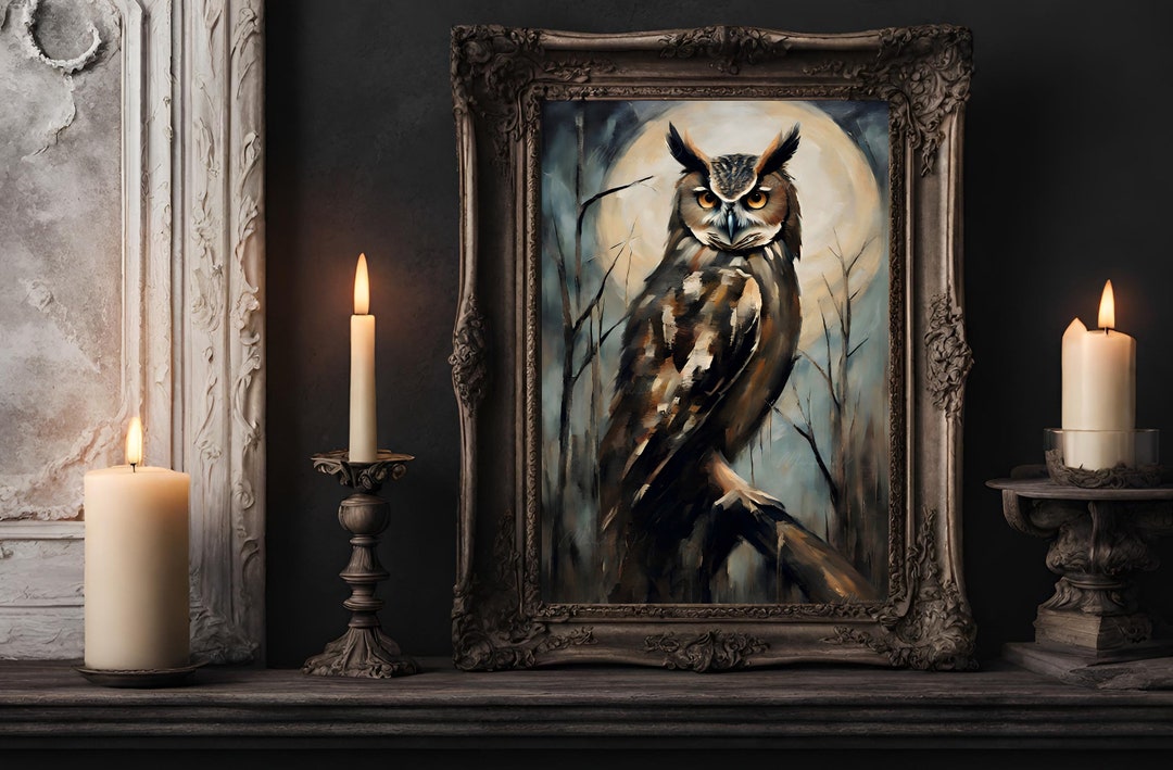 Owl Print Night Owl Abstract Painting Art Print Bird Wall Decor Rustic ...