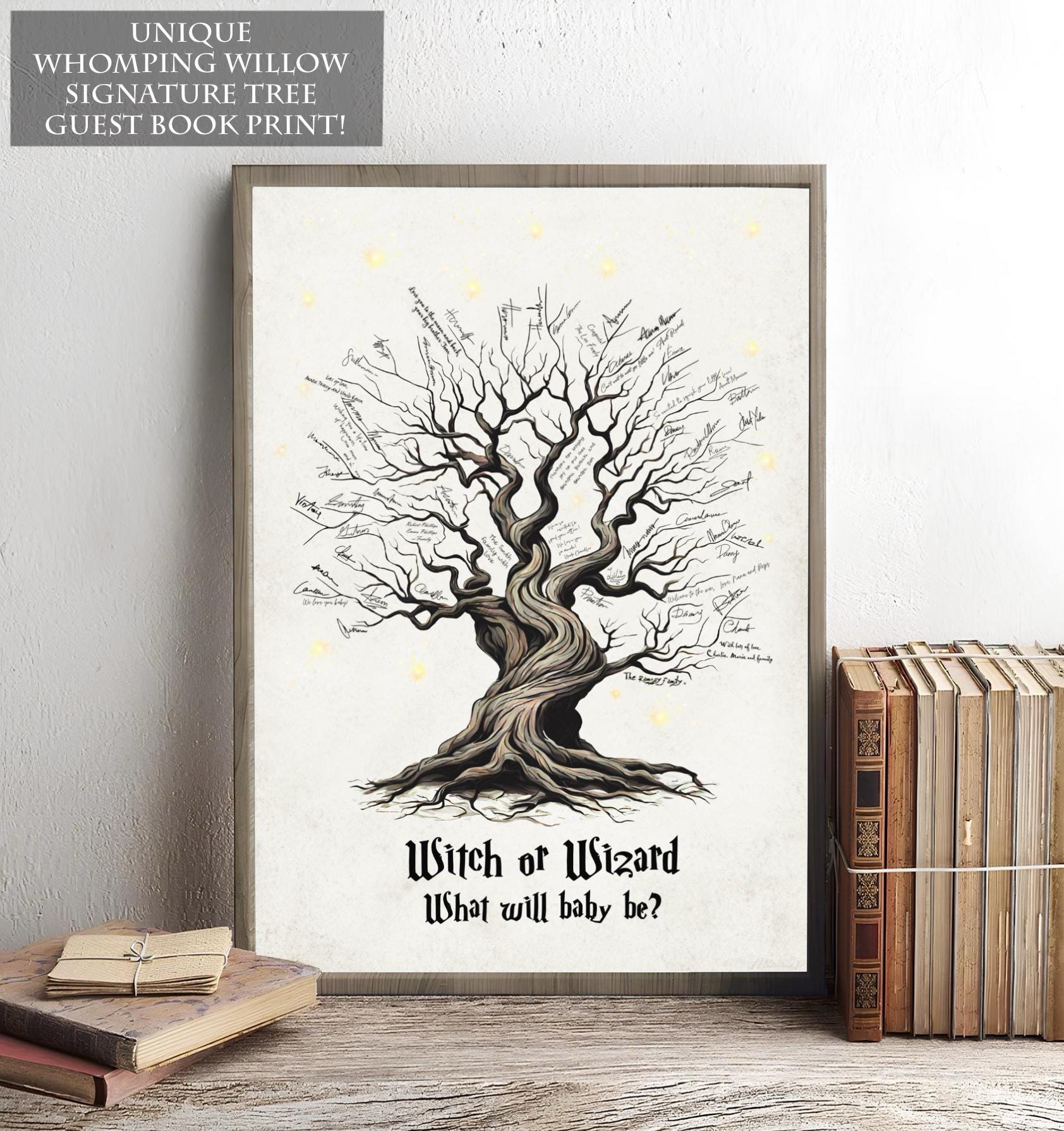 Wizard Print Gender Reveal Signature Guest Book Whomping Willow
