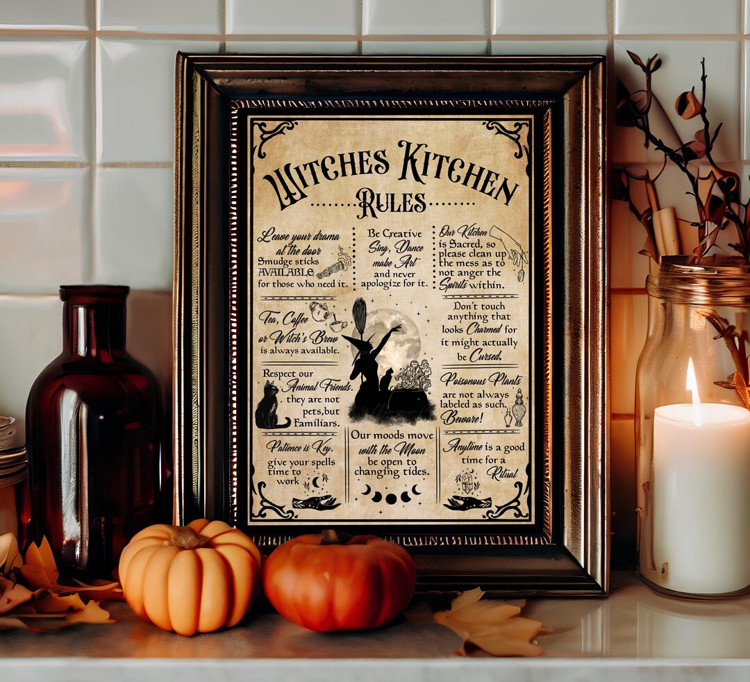 Witches Kitchen Rules Poster Witch Print Witchy Decor Kitchen Witchery ...