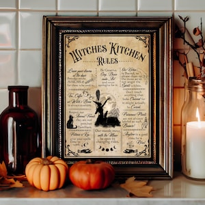 Witch Print Witches Kitchen Rules Poster Witch Decor Kitchen Witchery Halloween Art Vintage Kitchen Witchy Home Decor PRINTABLE Wall Art