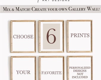 Choose Any 6 Prints Make Your Own Set Custom Gallery Wall Set of 6 Gallery Wall Art Mix and Match Prints Set of 6 PRINTABLE Digital Download