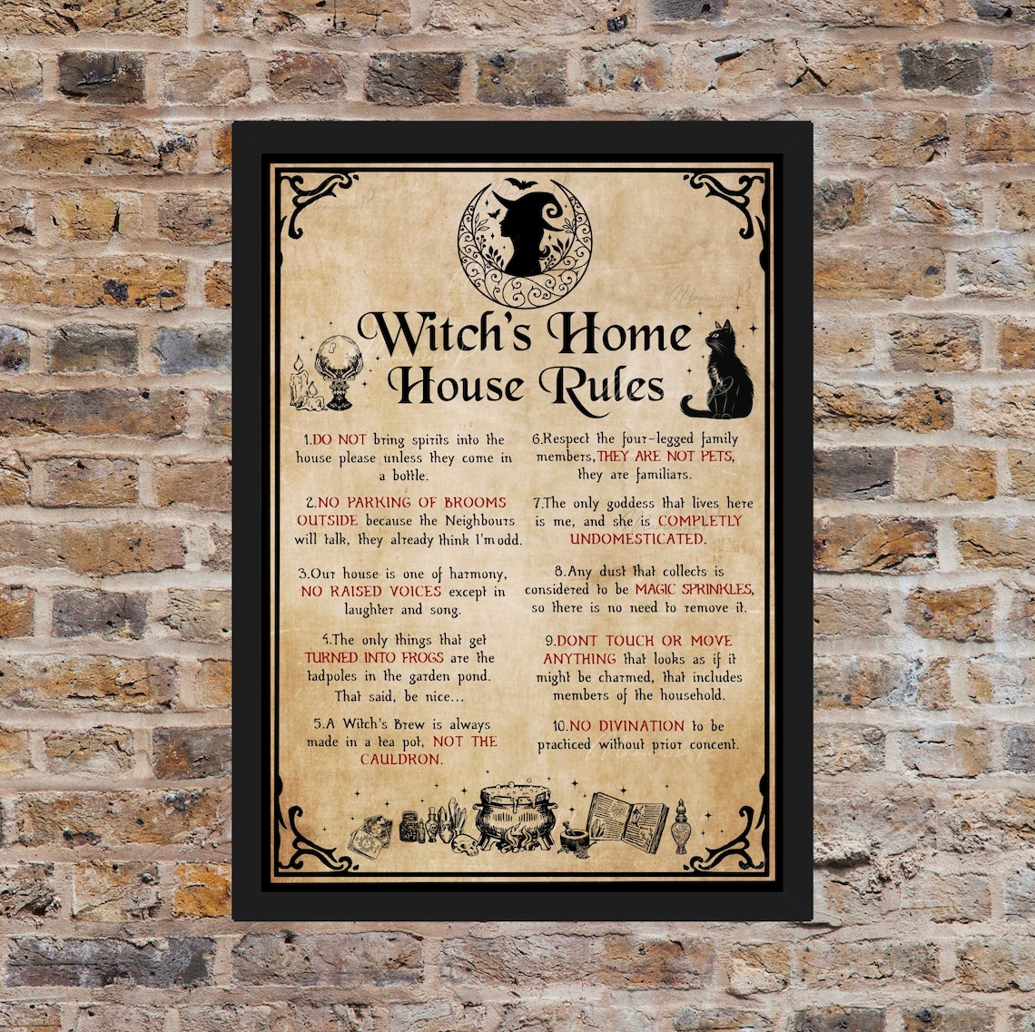 Witchs Home House Rules Poster Witch Art Print Witch Rules Witchy Home ...