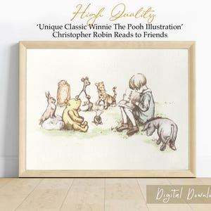 Classic Winnie The Pooh Print Winnie the Pooh Nursery Decor Christopher Robin and Friends Print Playroom Decor Baby Shower Gift PRINTABLE