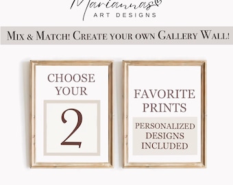 Choose Any 2 Prints Make Your Own Set of 2 Custom Gallery Wall Art Mix and Match Art Prints Personalized Prints Included Set of 2 PRINTABLE