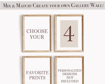 Elige 4 impresiones. Crea tu propio juego. Arte de pared de galería personalizado. Mezcla y combina impresiones. Juego de 4 impresiones de pared de galería personalizadas. Descarga digital.
