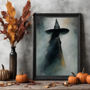 Witch Print Abstract Painting Witch Art Print Wiccan Art Dark Academia Halloween Decor Rustic Art Home Decor Vintage Wall Art PRINTABLE #43