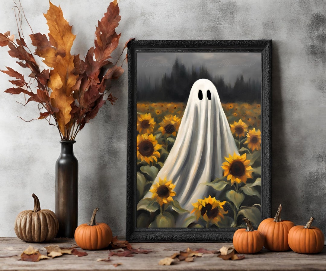Ghost in Sunflower Field Print Ghost Abstract Painting Ghost Art Print ...