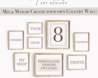 Wählen Sie 8 Drucke Machen Sie Ihr eigenes Set Benutzerdefinierte Galerie Wand Kunst 8er-Set Mix und Match-Drucke Personalisierte Drucke inklusive Set von 8 DRUCKBAREN