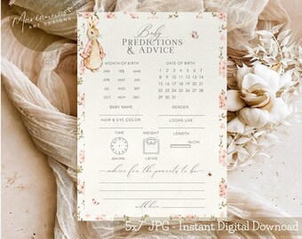Baby Prediction and Advice Cards Peter Rabbit Baby Shower Game Baby Predictions Game Baby Shower Activity Vintage Beatrix Potter PRINTABLE