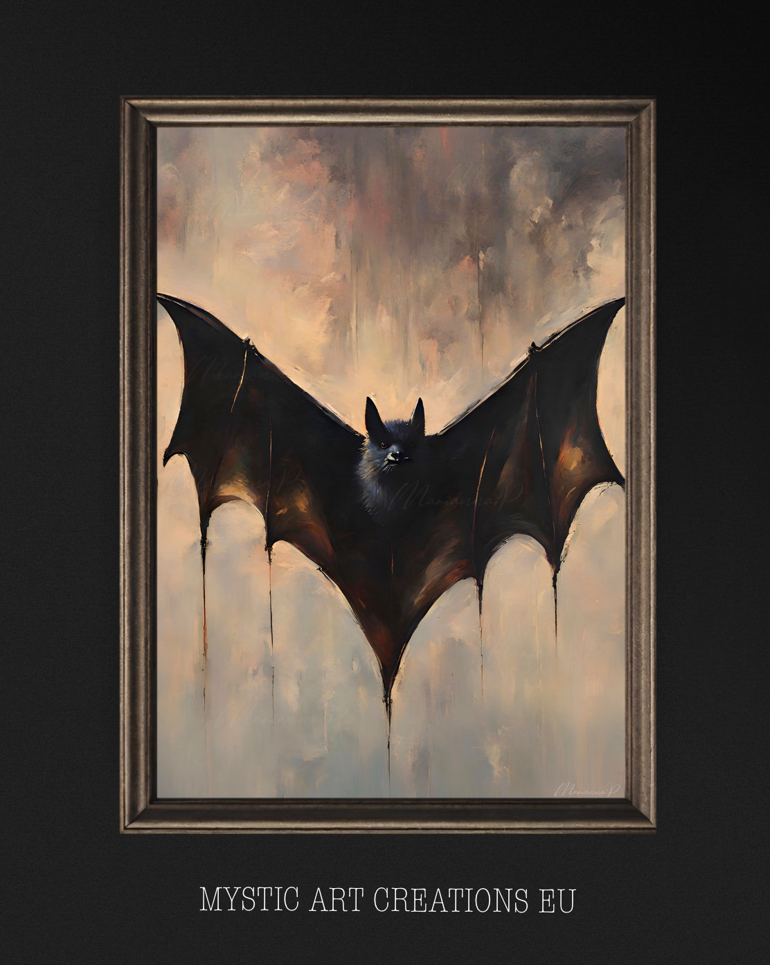 Bat Art Print Bat Abstract Painting Print Macabre Art Dark Academia Art ...