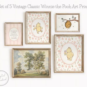 Winnie the Pooh Prints Classic Winnie the Pooh Print Vintage Pooh Nursery Decor Vintage Girls Nursery Baby Shower Gift PRINTABLE Wall Art