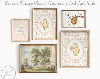 Winnie the Pooh Prints Classic Winnie the Pooh Print Vintage Pooh Nursery Decor Vintage Girls Nursery Baby Shower Gift PRINTABLE Wall Art