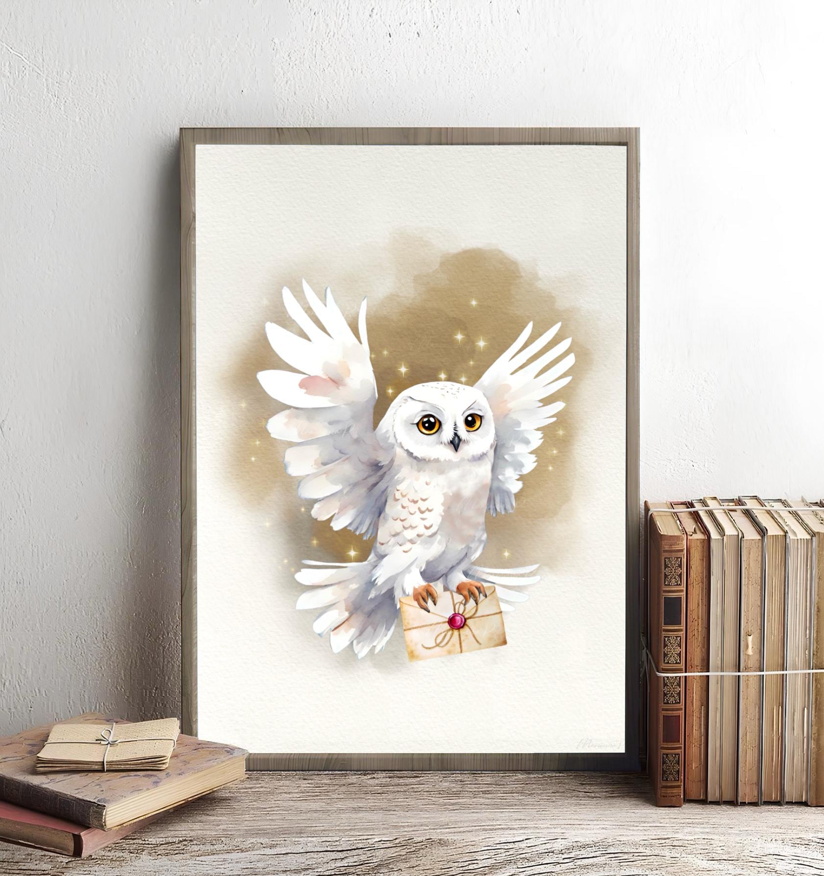 Snowy Owl Print Wizard Poster Wizard Print Wizarding Nursery Decor Watercolor Nursery Magic School K