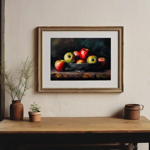 Apples Still Life Painting Print Apples Abstract Painting Rustic Moody Farmhouse Art Kitchen Decor Country Fruit Art PRINTABLE Wall Art #97