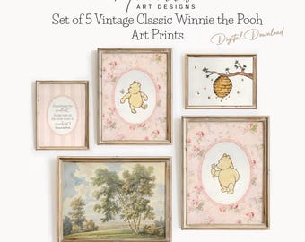 Winnie the Pooh Prints Classic Winnie the Pooh Print Vintage Pooh Nursery Decor Vintage Girls Nursery Baby Shower Gift PRINTABLE Wall Art
