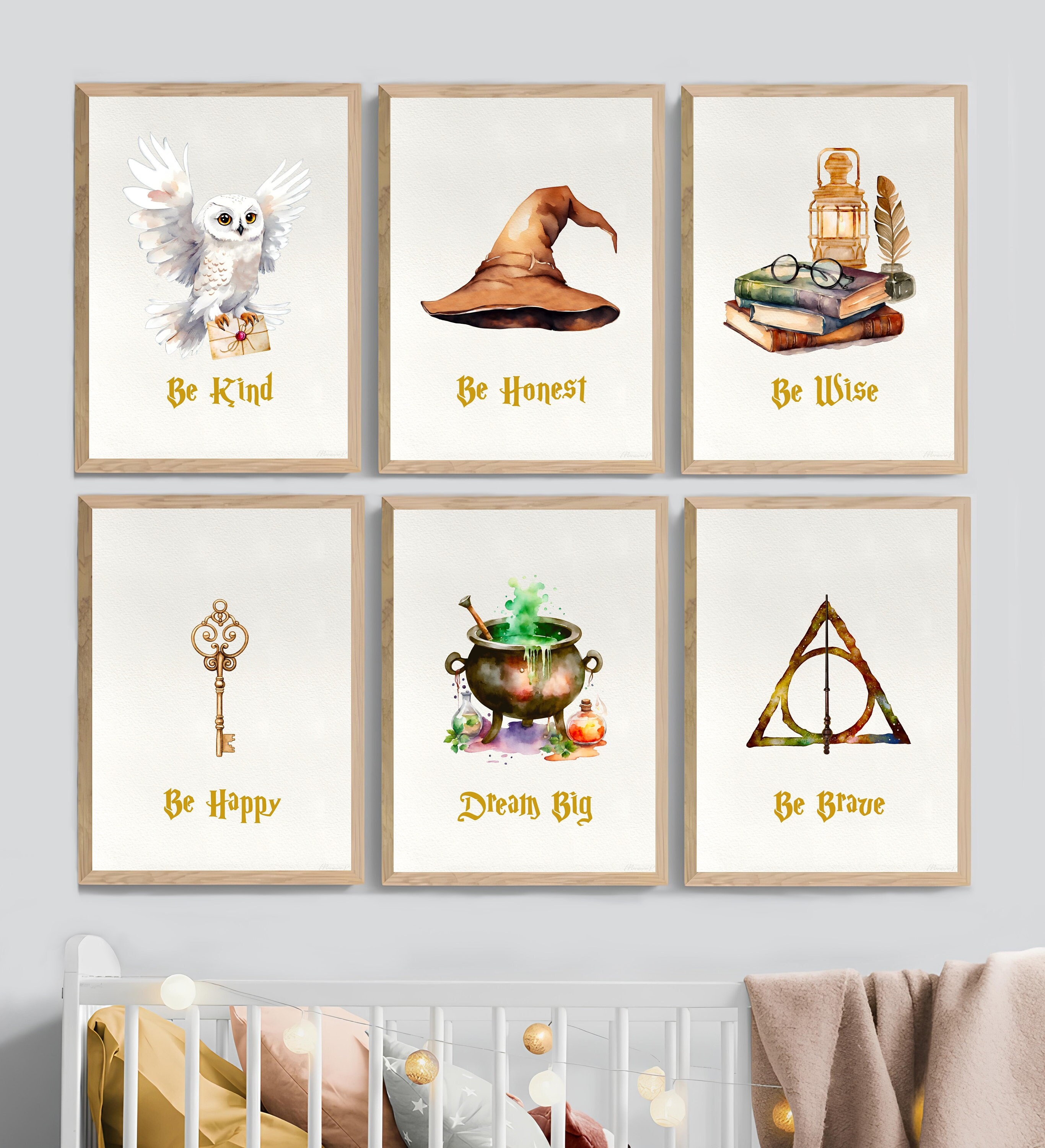 Wizard Poster Wizard Print Wizarding Nursery Decor Watercolor Art Magical Nursery Gender Neutral Art Kids Room Decor PRINTABLE Wall Art #124