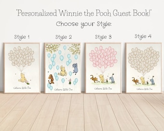 Personalized Winnie the Pooh Baby Shower Signature Guest Book Balloons Winnie and Friends Baby Shower Alternative Guest Book PRINTABLE