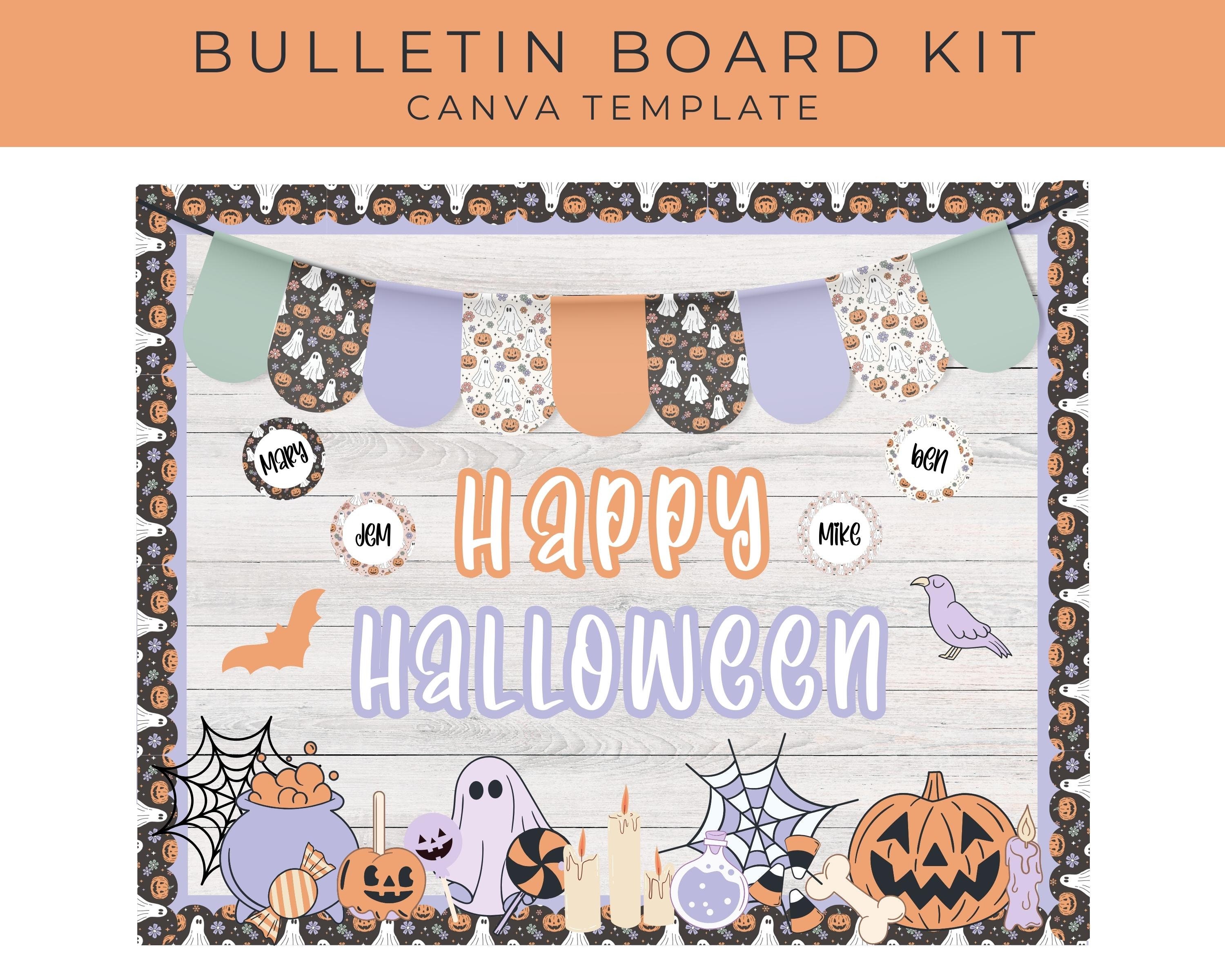 Retro Halloween Bulletin Board Kit for Classroom Decor, Teacher ...