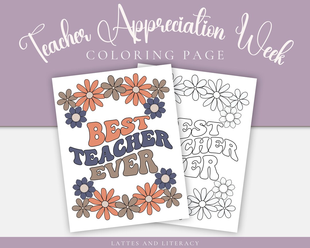 Retro Teacher Appreciation Printable Teacher Coloring Page - Etsy