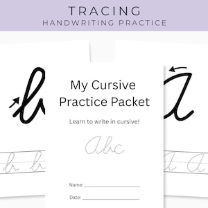 Cursive Handwriting Worksheets, Learn to Write the Alphabet, Writing Practice, Preschool, Elementary, Kindergarten, Homeschool Printable