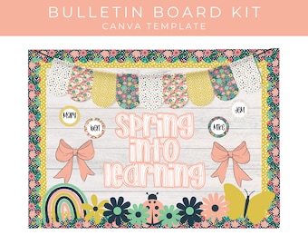 Spring Classroom Bulletin Board Kit: Floral  Classroom Decor (Printable PDF)