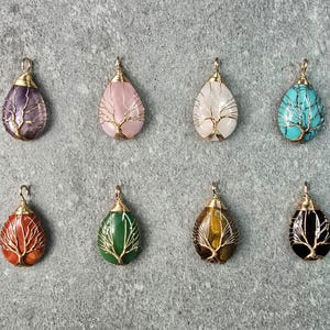 Kristall Halskette / Baum des Lebens / Edelstein / Boho / Naturstein / Geschenk / Handgemacht / Heilstein