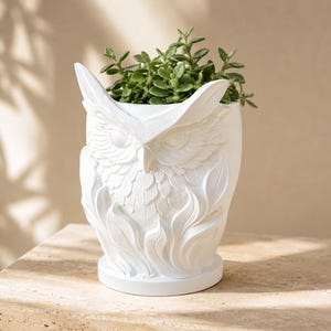 Cache-pot chouette imprimé 3D – pot pour succulente, décoration animal 13 cm