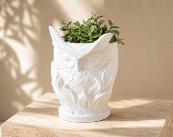 3D printed owl plant pot – succulent pot, animal decoration 13 cm