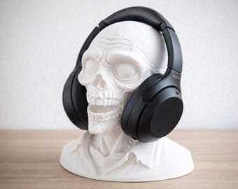 3D Skull Gaming Headset Stand – Decorative Skeleton Bust for Headphones