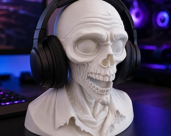3D Zombie Skull Headset Stand – 20cm Gaming Headset Holder, Gothic Decor