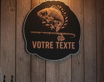 Customizable 3D Printed Carp Fishing Light-Up Sign – Original Gift for Anglers | Wall & Desk Decor
