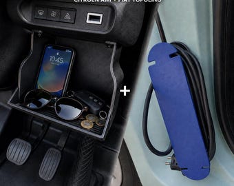 Citroën Ami and Fiat Topolino accessory pack – storage compartment and charging cable holder