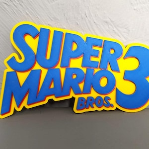 Super Mario Bros 3-Logo – 3D-gedruckte Wanddekoration | Nintendo Retro-Gaming-Fankunst | Geek Gamer Geschenk