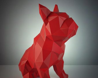 Geometric bulldog statue – decorative dog sculpture for the home, 3D designer dog statue
