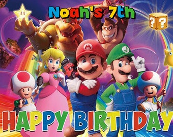 Personalized Wall Décor | Super Mario Movie Backdrop - Happy Birthday Party - Décor - Photo Background Banner - Game  (150x100cm / 5x3 ft)