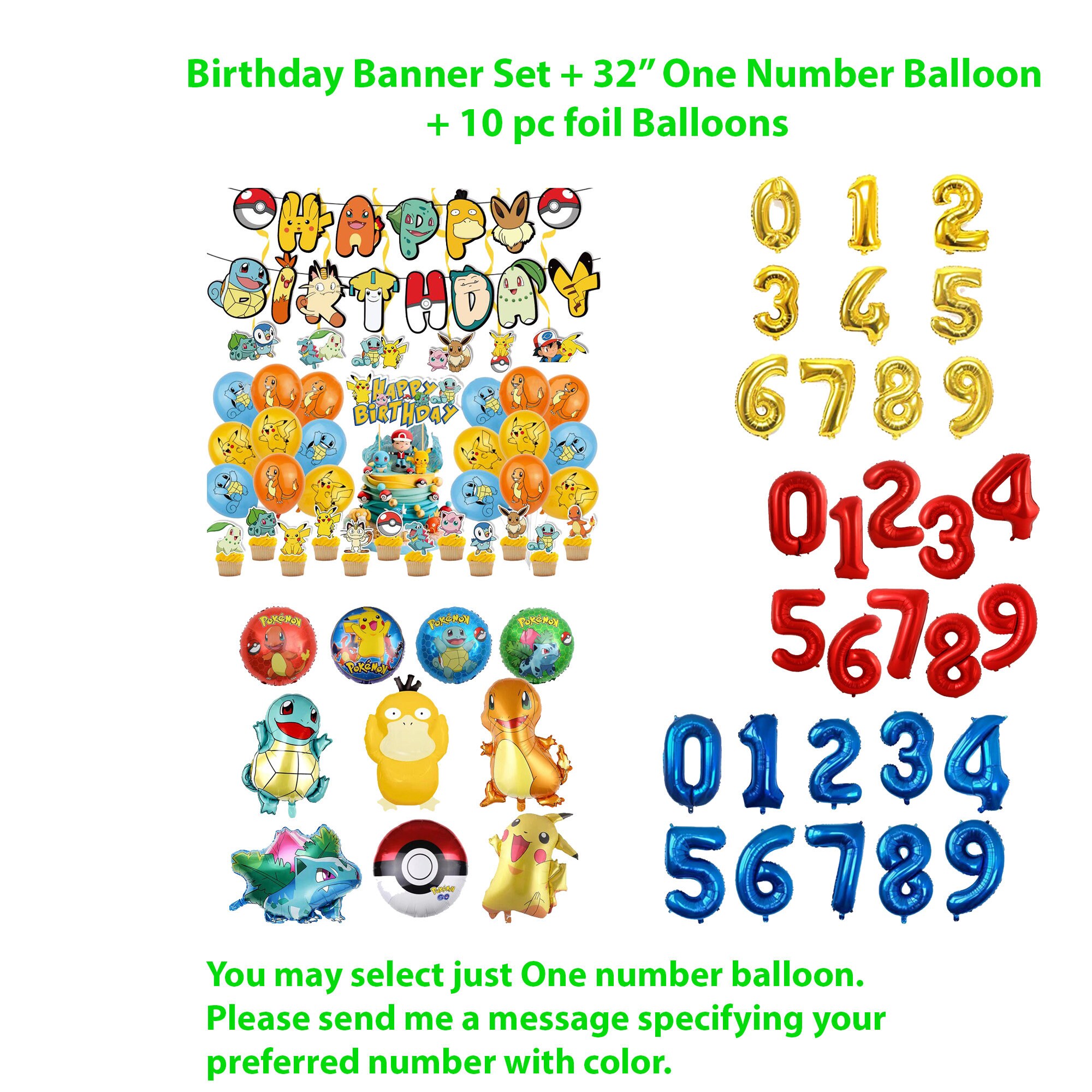 Birthday Party Decoration Pokémon Children Birthday 1 Banner 18 Balloon