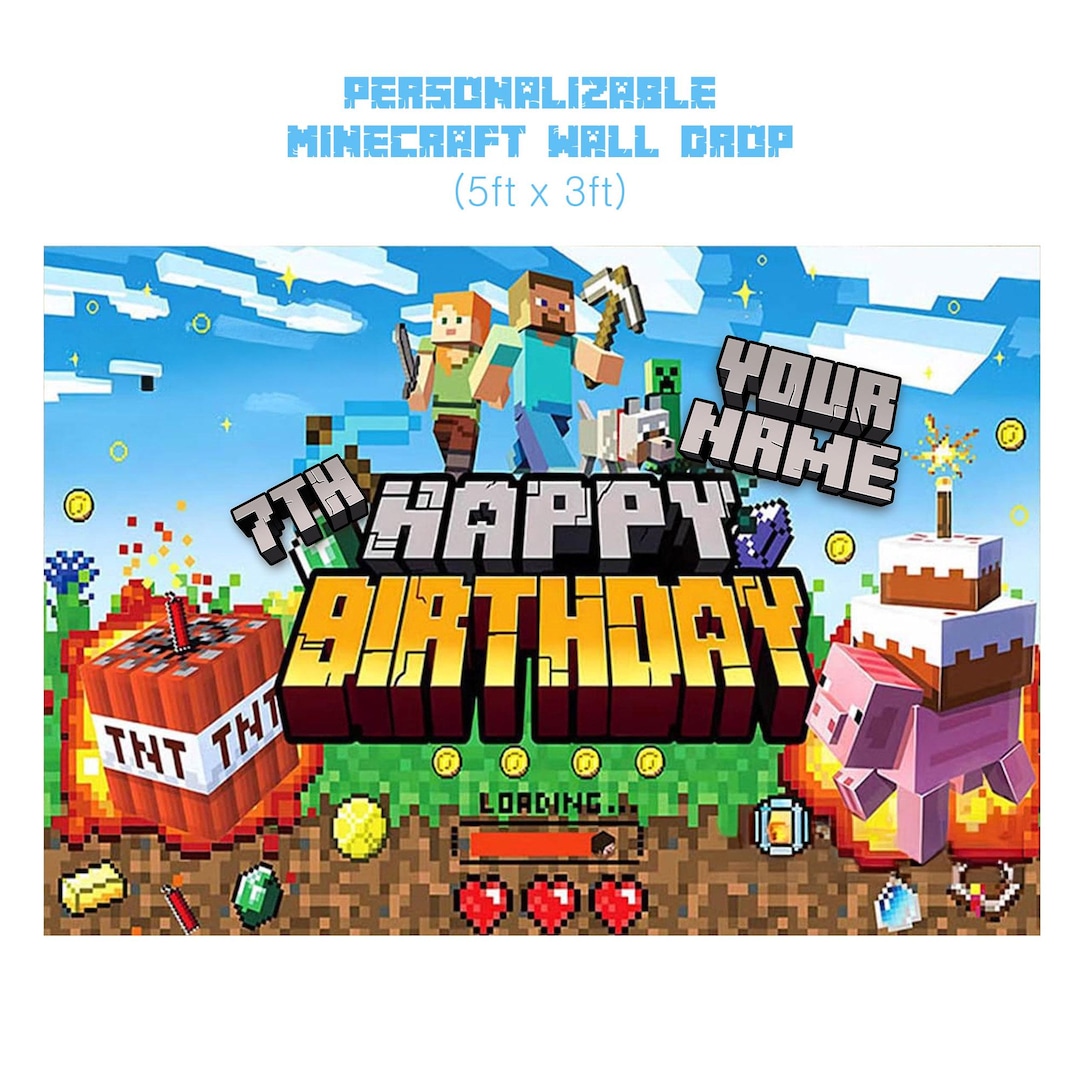 Minecraft Prom Background Personalization Wall Décor | Minecraft Backdrop| Tapestry - Happy ...