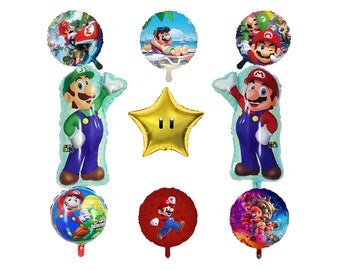 Foil Balloons | Set of 9 Large Super Mario Foil Balloons | Perfect for Any Fan! - Birthday Decoration