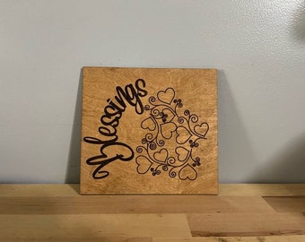 Wooden Engraved Blessings Sign