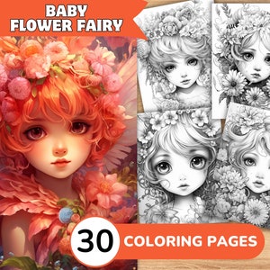 Flower Fairy Coloring Pages, Flower Fairy Coloring Book, Cute Fairy Coloring, Baby Fairy Coloring Book, Flower Coloring