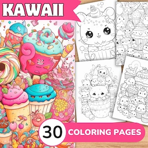 Kawaii Coloring Pages, Kawaii Coloring Book, Kawaii Coloring Template, Kawaii Digital Coloring, Printable Coloring Pages