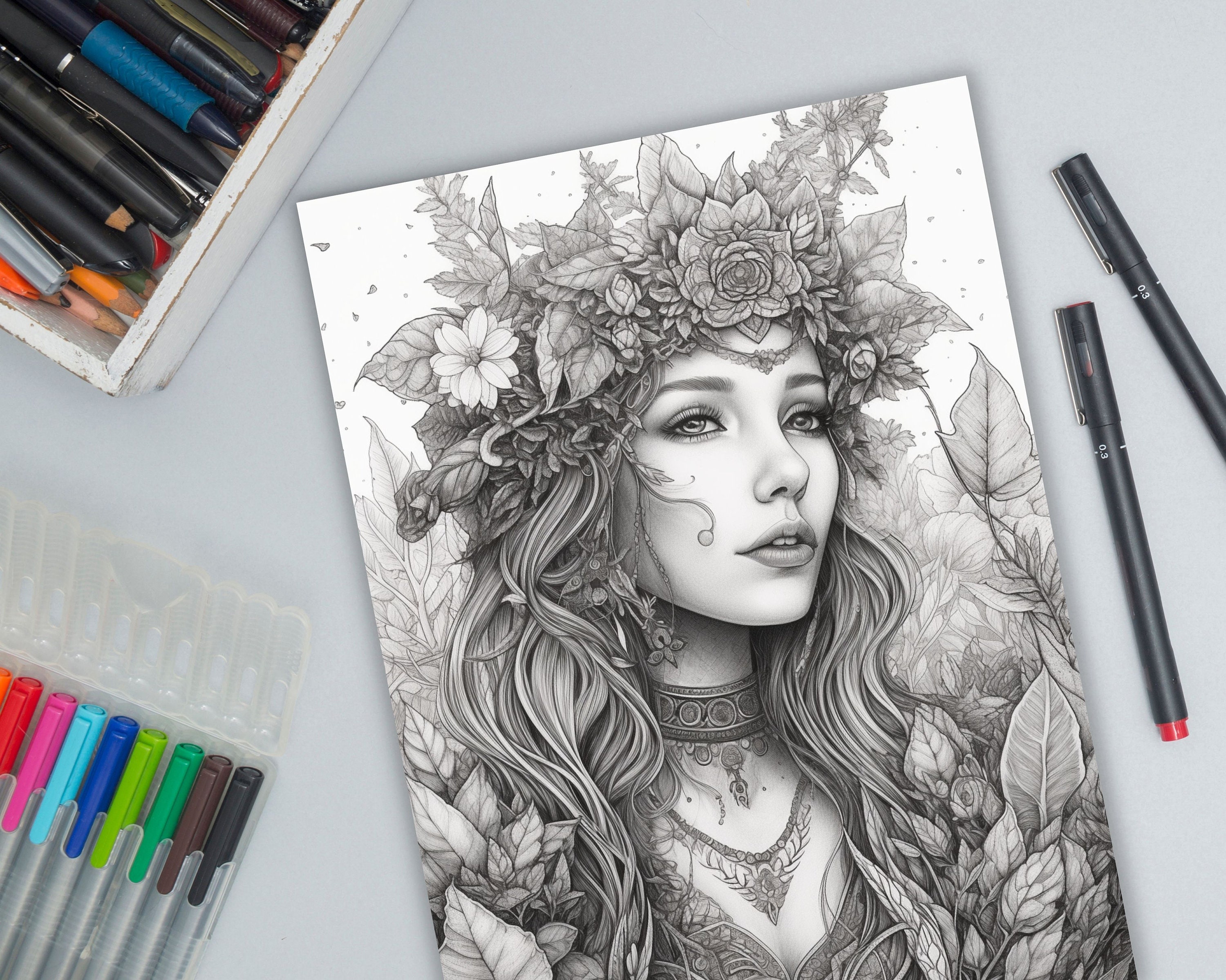 Fantasy Elf Coloring Pages Book Fantasy Elf Coloring Pages - Etsy