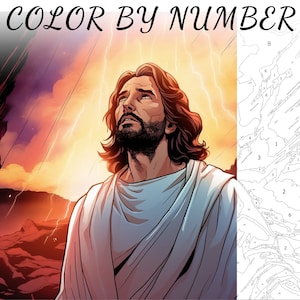 Color By Number, Paint By Number, Paint Number Adult, Coloring Numbered, Color By Number For Adults, Jesus Coloring