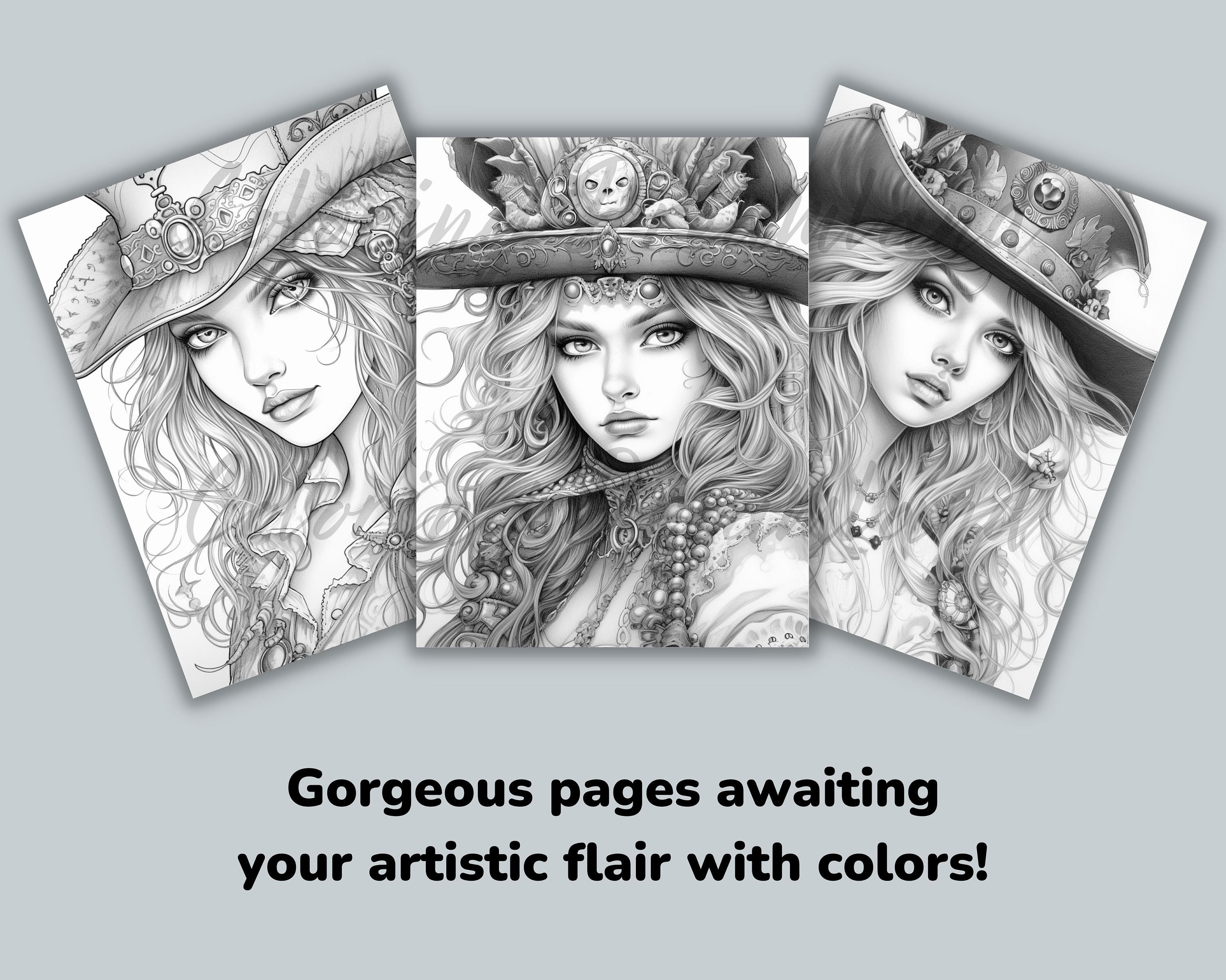 Pirate Girl Coloring Pages Pirate Girl Coloring Book Pirate - Etsy