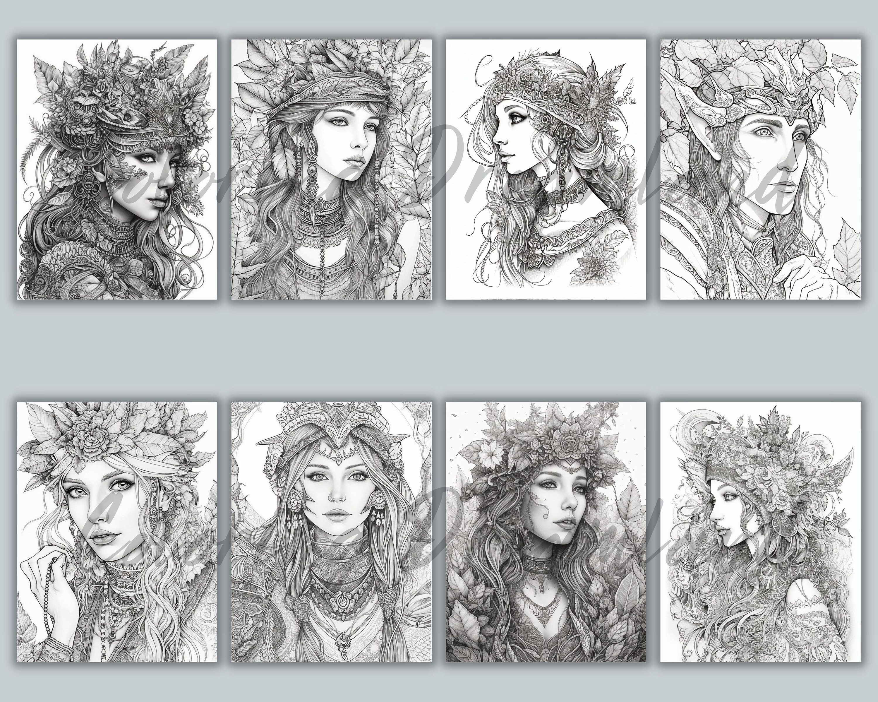 Fantasy Elf Coloring Pages Book Fantasy Elf Coloring Pages - Etsy