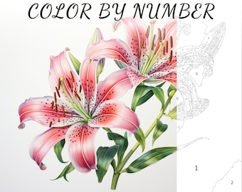 Color By Number, Paint By Number, Paint Number Adult, Coloring Numbered, Color By Number For Adults, Flower Coloring
